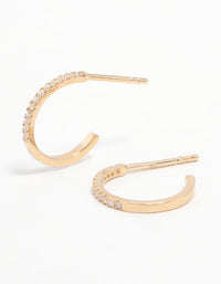 Gold Plated Sterling Silver Cubic Zirconia Circle Stud Earrings - link has visual effect only