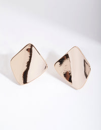 Gold Curved Square Stud Earrings - link has visual effect only
