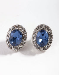Silver Navy Oval Jewel Earrings - link has visual effect only