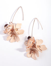 Rose Gold Matte Pink Flower Earrings - link has visual effect only