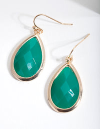 Green Faceted Teardrop Earrings - link has visual effect only
