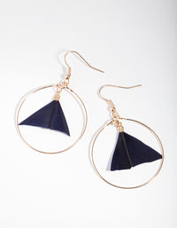 Navy Half Feather Drop Earrings - link has visual effect only