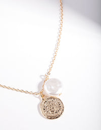 Gold Coin Pearl Necklace - link has visual effect only