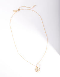 Gold Coin Pearl Necklace - link has visual effect only