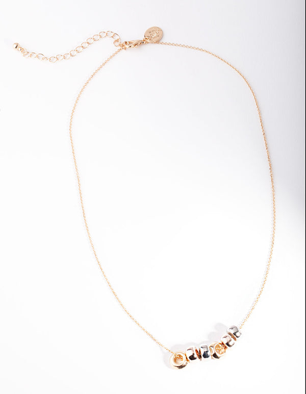 Mixed Metal Round Bead Necklace