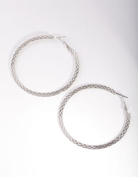Silver Snake Pattern Hoop Earrings - link has visual effect only