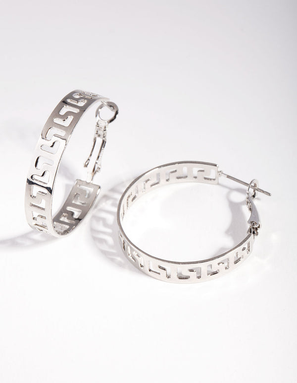 Silver Key Cut-Out Earrings