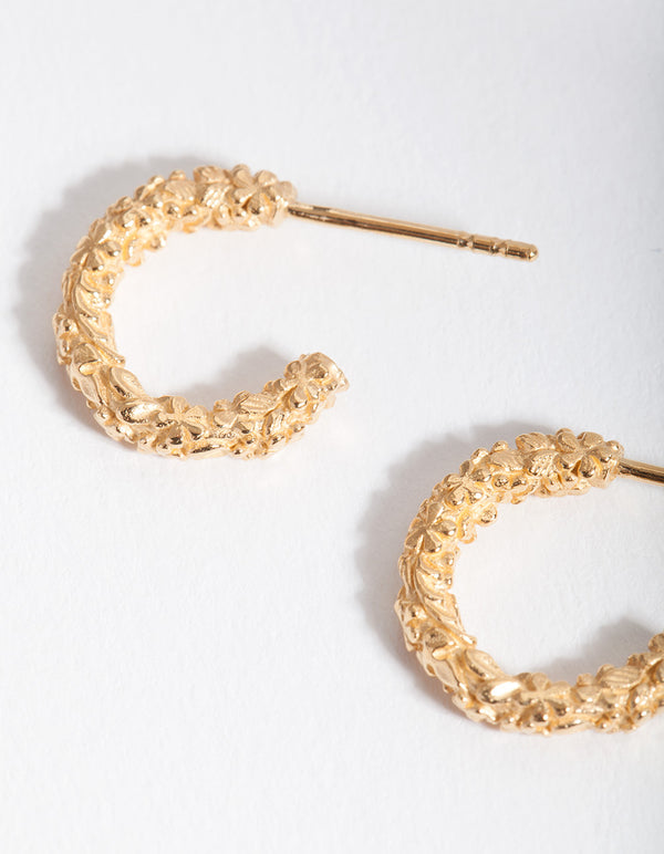 Gold Plated Sterling Silver Coral Hoop Earrings