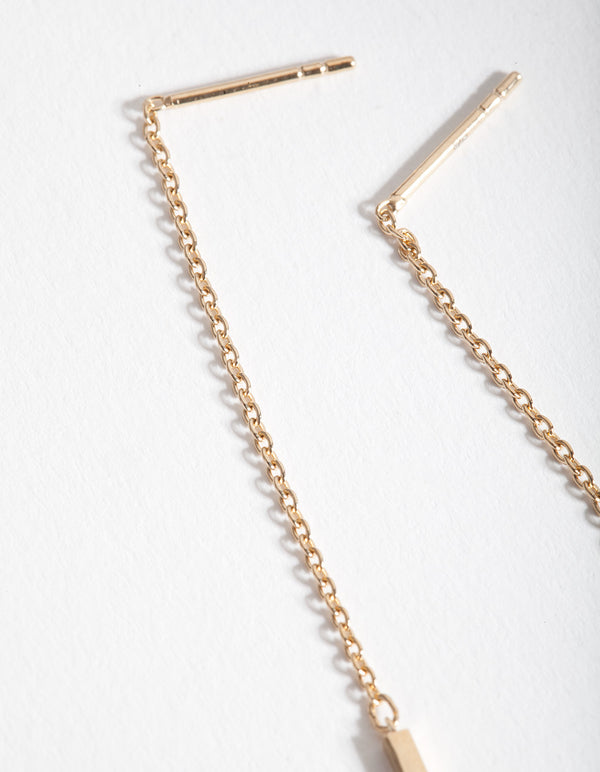 Gold Plated Sterling Silver Pearl Thread Thru Earrings