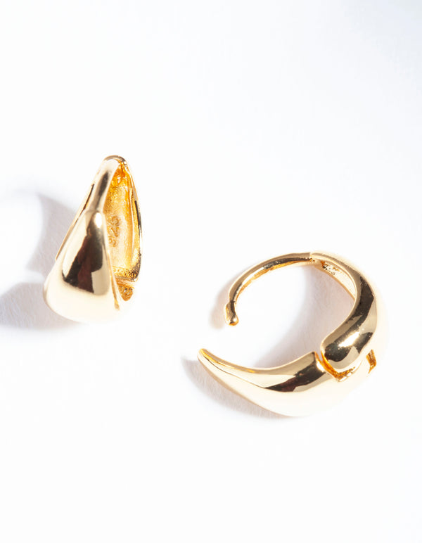 Gold Plated Sterling Silver Oval Huggie Hoop Earrings