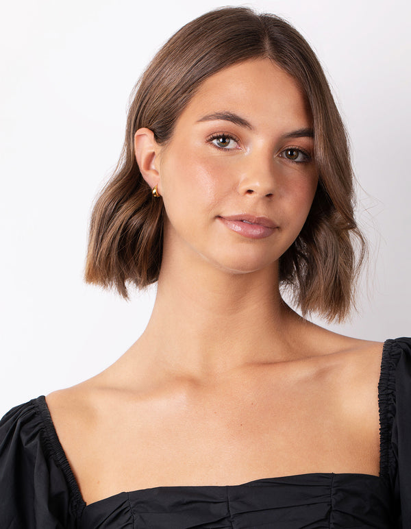 Gold Plated Sterling Silver Oval Huggie Hoop Earrings