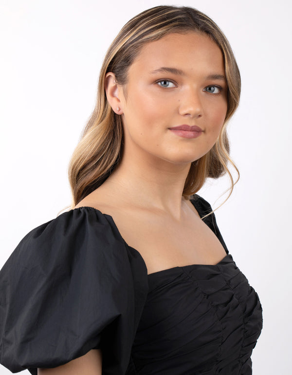 Rose Gold Plated Sterling Silver Diamante Starburst Stud Earrings