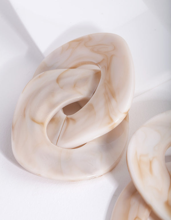 Cream Double Link Drop Earrings