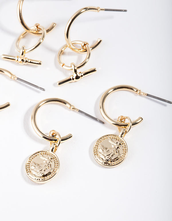 Gold Plated Mini Hoop Earring Pack