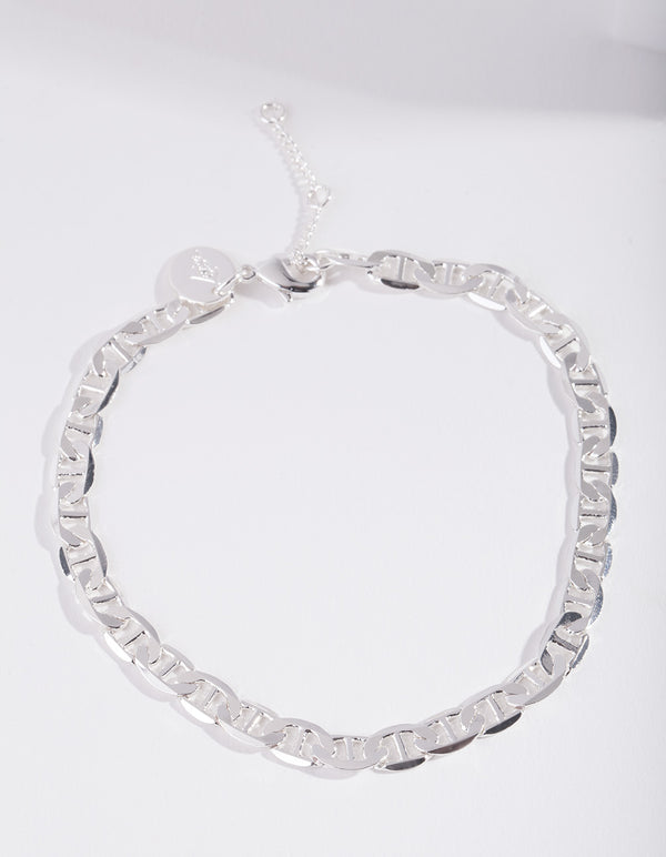 Real Silver Plated Figaro Anklet