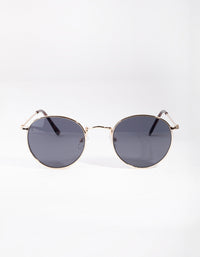 Gold Classic Round Sunglasses - link has visual effect only