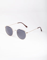 Gold Classic Round Sunglasses - link has visual effect only