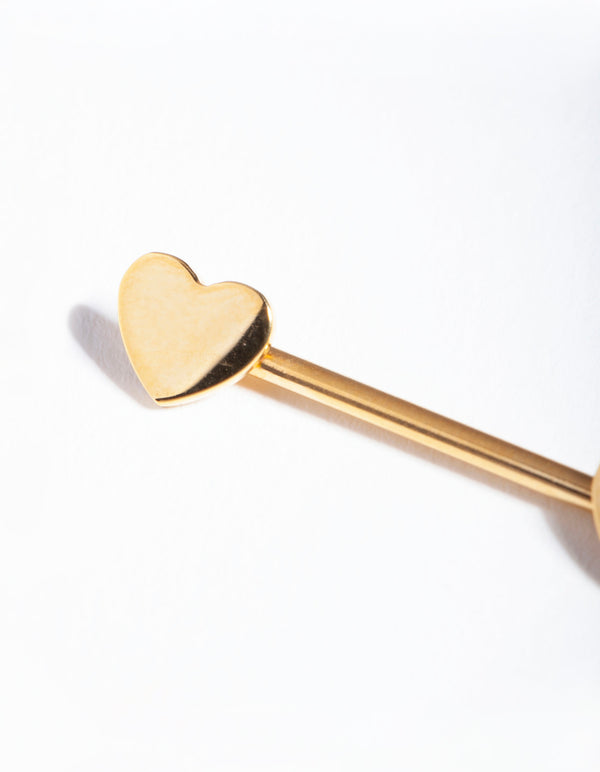 Gold Surgical Steel Heart Nipple Bar