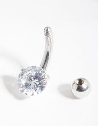 Surgical Steel  Cubic Zirconia Belly Bar - link has visual effect only