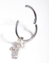 Surgical Steel Cubic Zirconia Cross Charm Belly Ring - link has visual effect only