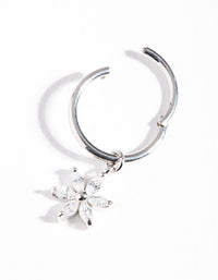 Surgical Steel Floral Cubic Zirconia Belly Ring - link has visual effect only