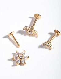 Gold Plated Surgical Steel Floral Flat Back Pack - link has visual effect only