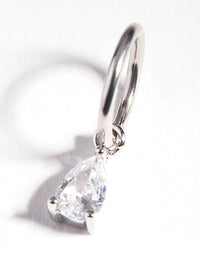 Surgical Steel Cubic Zirconia Droplet Ear Ring - link has visual effect only