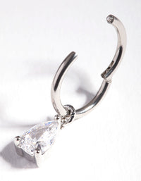 Surgical Steel Cubic Zirconia Droplet Ear Ring - link has visual effect only