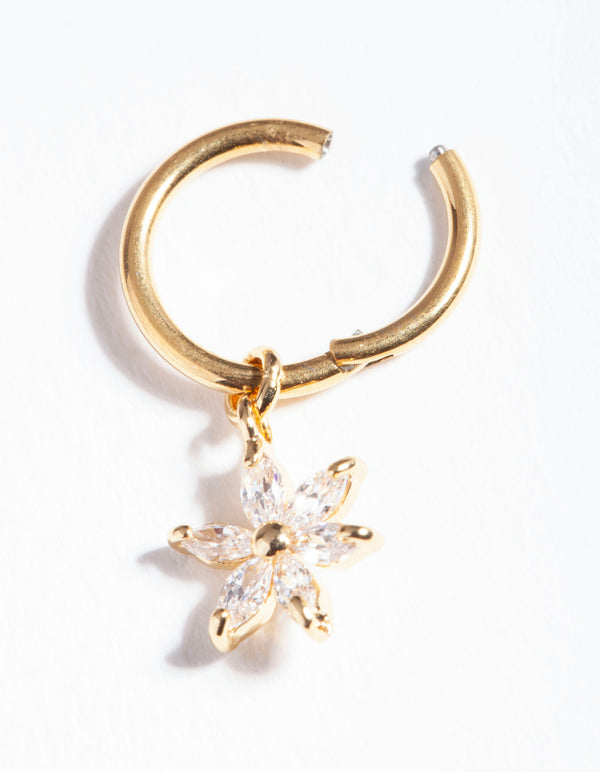 Gold Surgical Steel Cubic Zirconia Clicker Ring