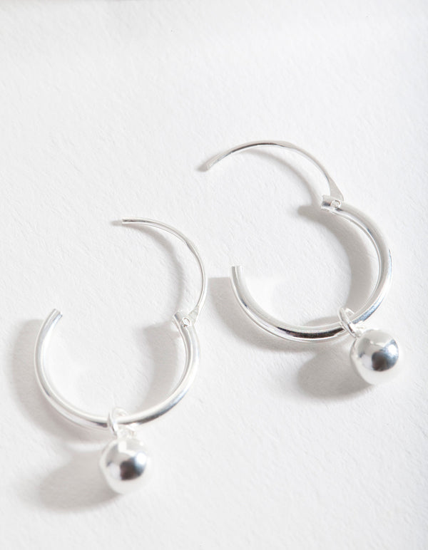 Sterling Silver Mini Bead Hoop Earrings