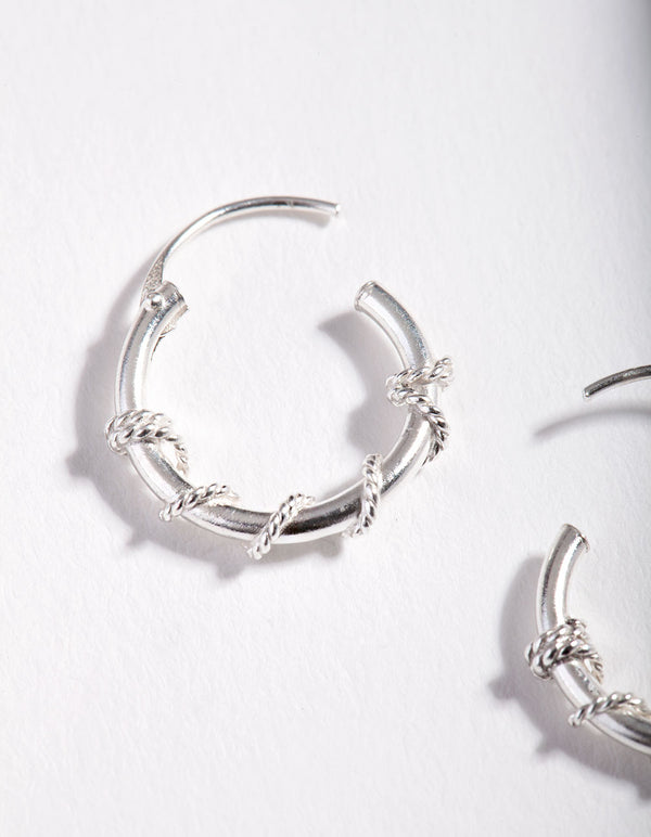 Sterling Silver Rope Twist Hoop Earrings