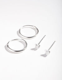 Sterling Silver Cubic Zirconia Heart Earring Pack - link has visual effect only