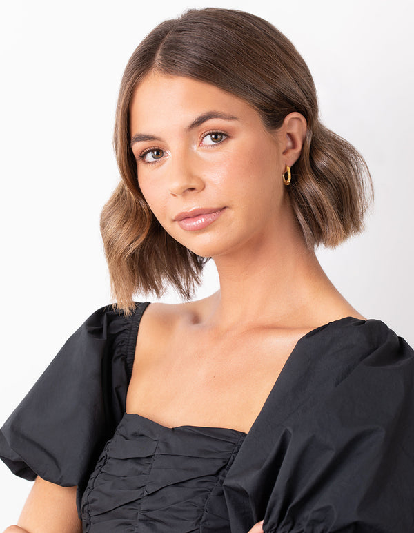 Gold Plated Sterling Silver Wire Ball Hoop Earrings