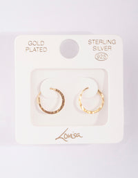 Gold Plated Sterling Silver Hammered Hoop Earrings - link has visual effect only