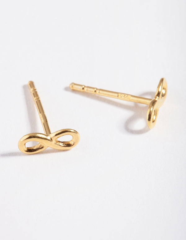Sterling Silver Gold Plated Infinity Stud Earrings