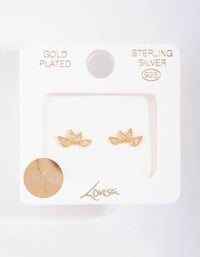 Gold Plated Sterling Silver Cubic Zirconia Pear Crawler Stud Earrings - link has visual effect only