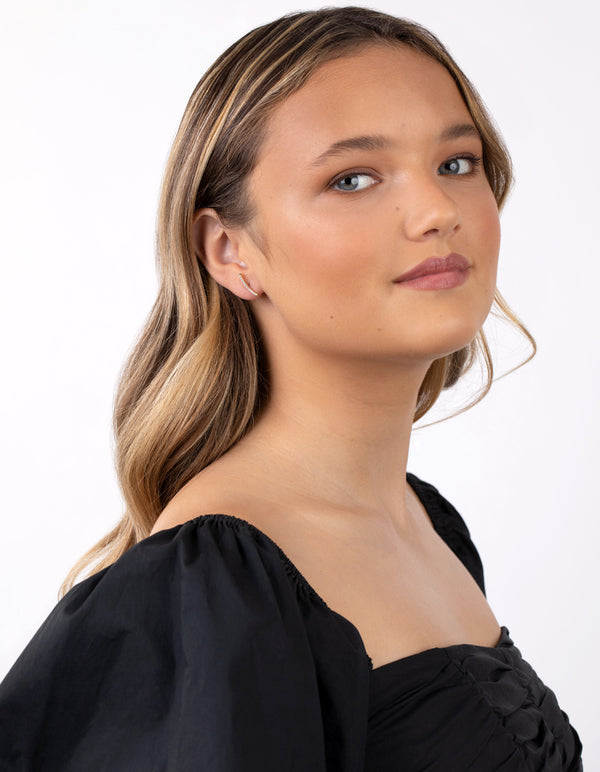 Gold Plated Sterling Silver Fine Cubic Zirconia Crawler Earrings