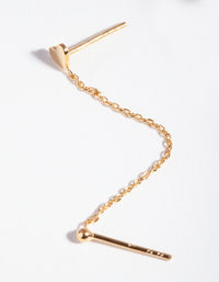 Gold Plated Sterling Silver Heart Chain Double Stud Earring - link has visual effect only