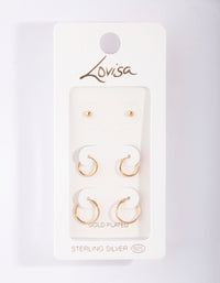 Gold Plated Sterling Silver Stud & Hoop Pack Earring - link has visual effect only