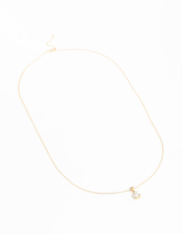 Gold Plated Sterling Silver Cubic Zirconia 1/2 Carat Bale Necklace