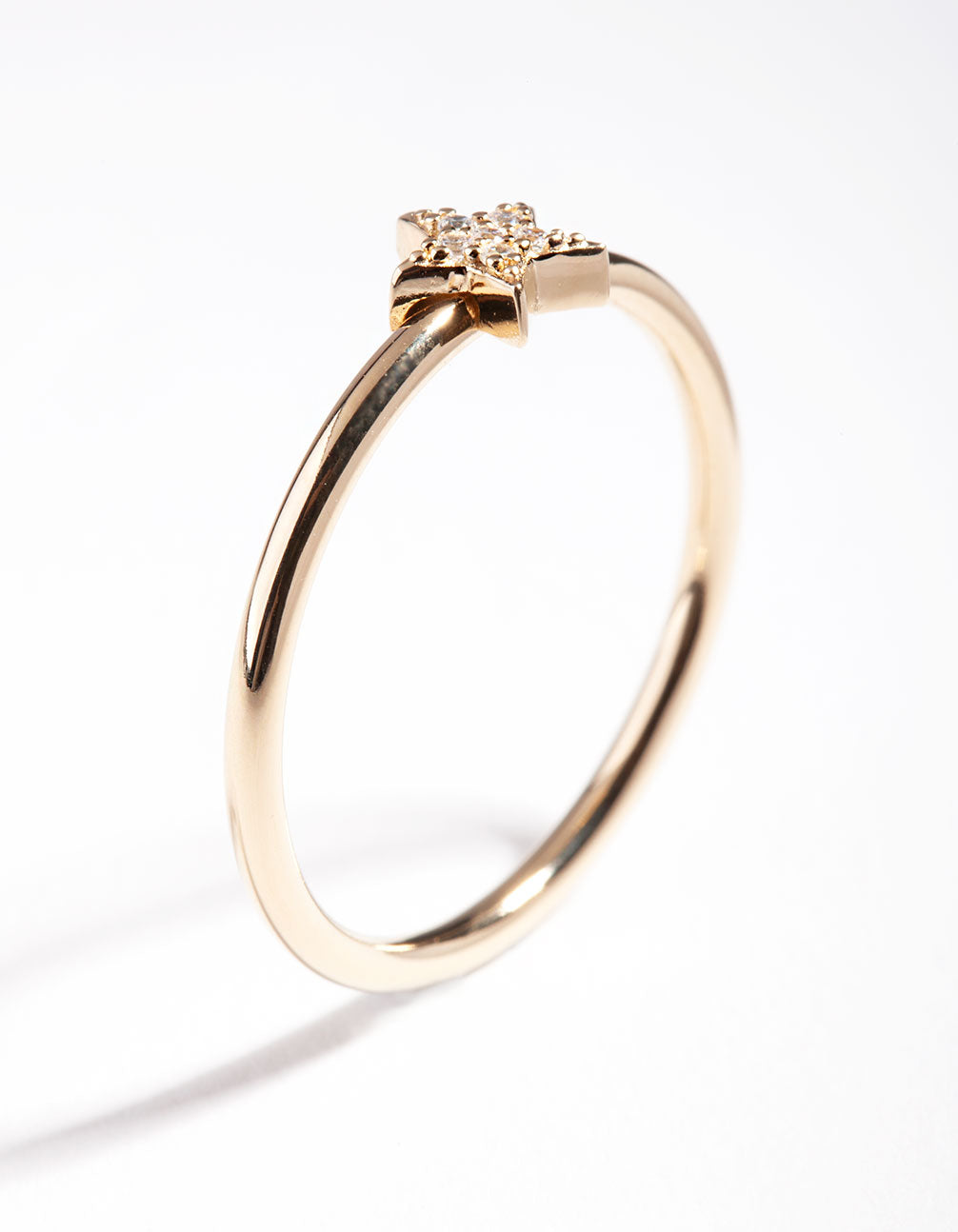 Gold Plated Sterling Silver Pave Star Ring