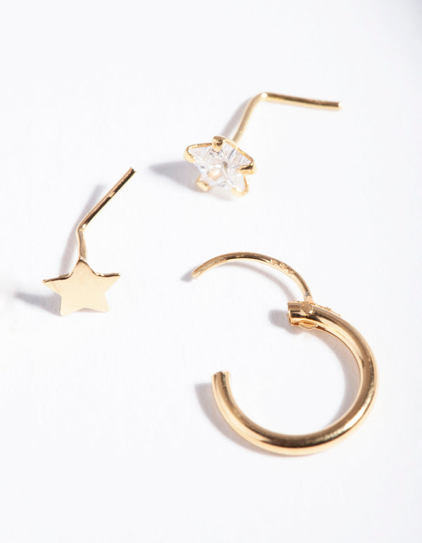 Gold Plated Sterling Silver Star Nose Jewellery Pack
