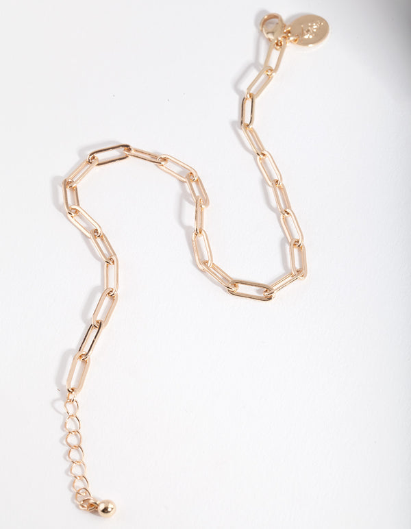 Gold Dainty Rectangle Anklet