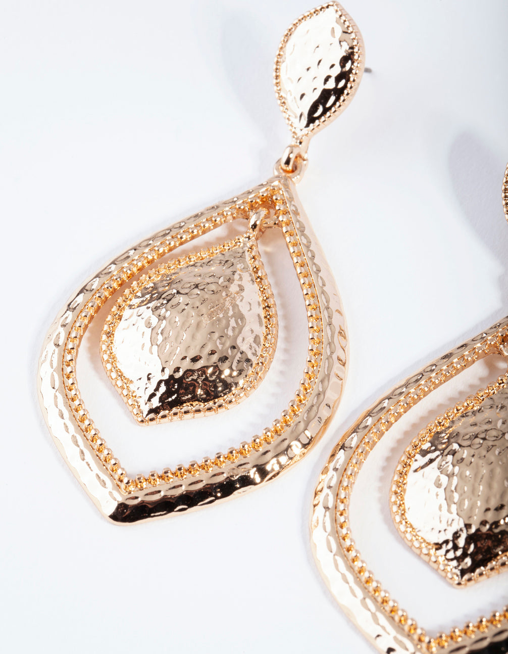 Gold Textured Teardrop Earrings