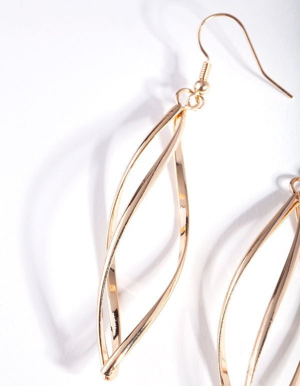 Gold Open Geometric Pod Earrings
