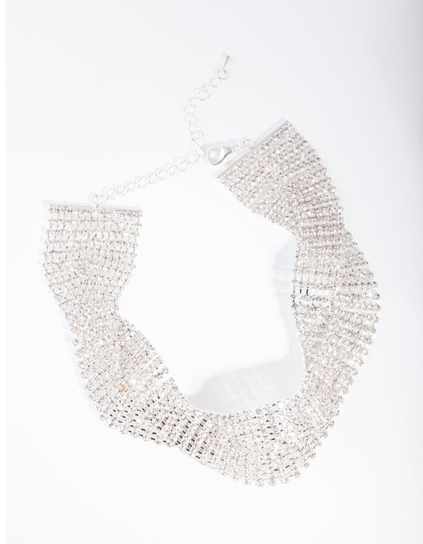 Silver Diamante Plait Choker