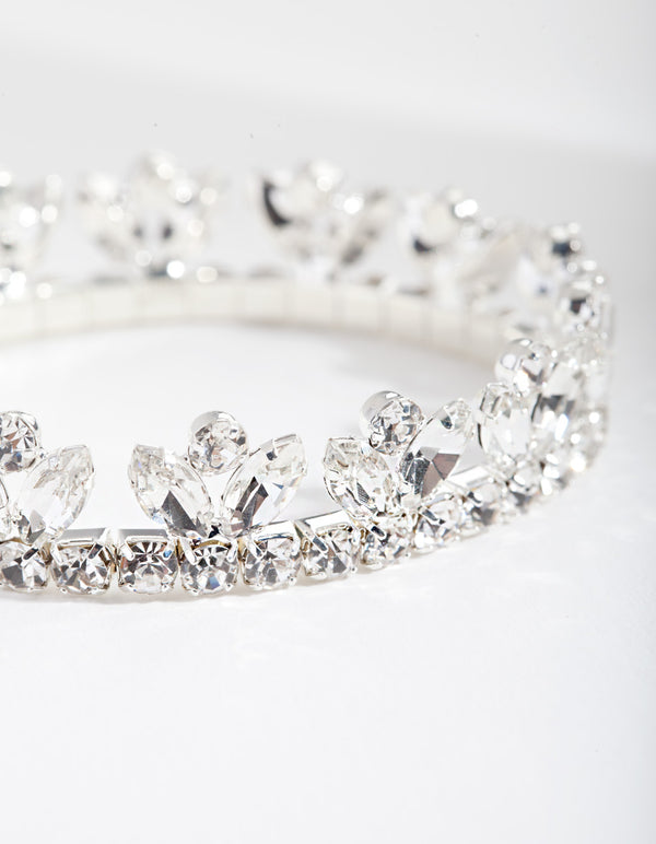 Silver Marquise Stone Leaf Bracelet