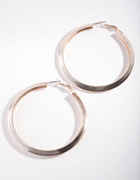 Rose Gold Textured Hoop Earrings - link has visual effect only