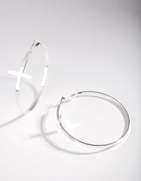 Silver Oversized Cross Hoop Earrings - link has visual effect only