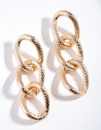 Gold Textured Chunky Chain Earrings - link has visual effect only